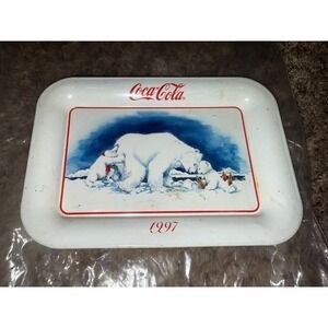 Coca-Cola Polar Bear 1997 Vintage Metal Serving Tray‎ Collectible